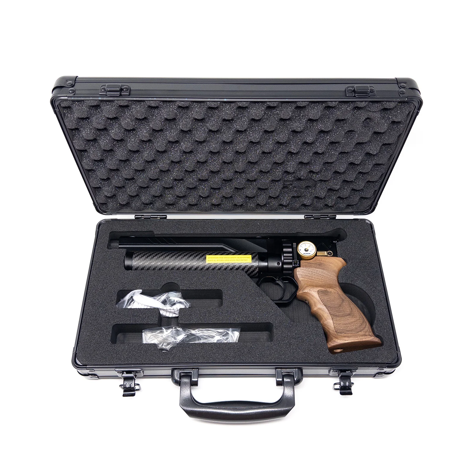Huben GK1 Semi-Auto PCP Pistol - .22 Cal 7.5 Joules (5.5mm) -Suppressor Included-Walnut Edition - Image 3