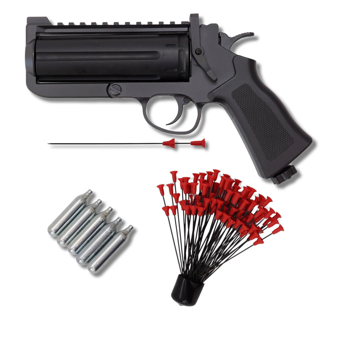 GoGun Six Needler Deluxe Kit – CO₂ 9 mm Dart Revolver + 50 Darts & 5 CO₂ cartridges
